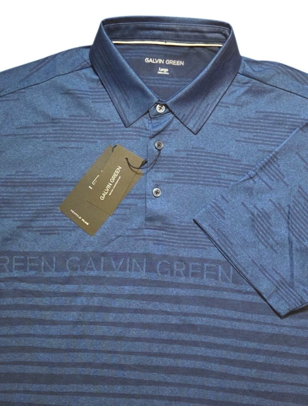 Galvin Green Maximus Golf Polo Shirt, Breathable Stretch sz Large NWT Blue